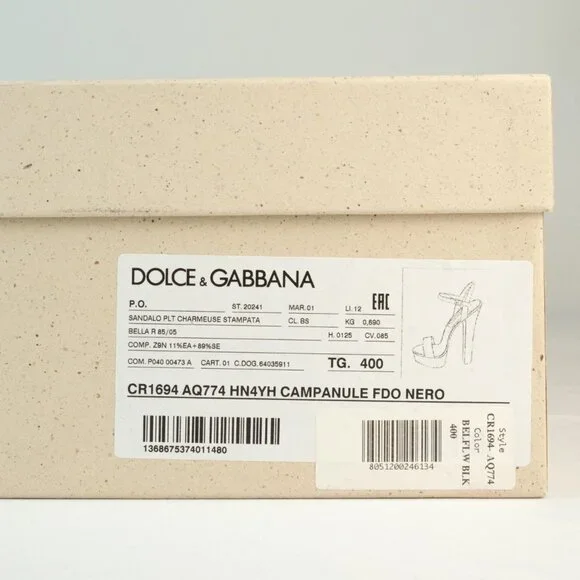 Dolce & Gabbana Keira Floral Ankle Strap Platform Sandals, Blue, Size 40 - Picture 13 of 13